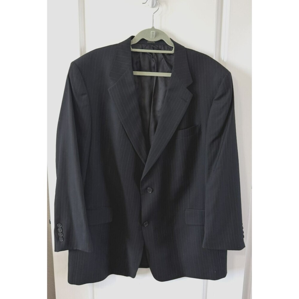 Hart Schaffner & Marx Mens Suit coat 48R Black Pinstripe Imported fabric